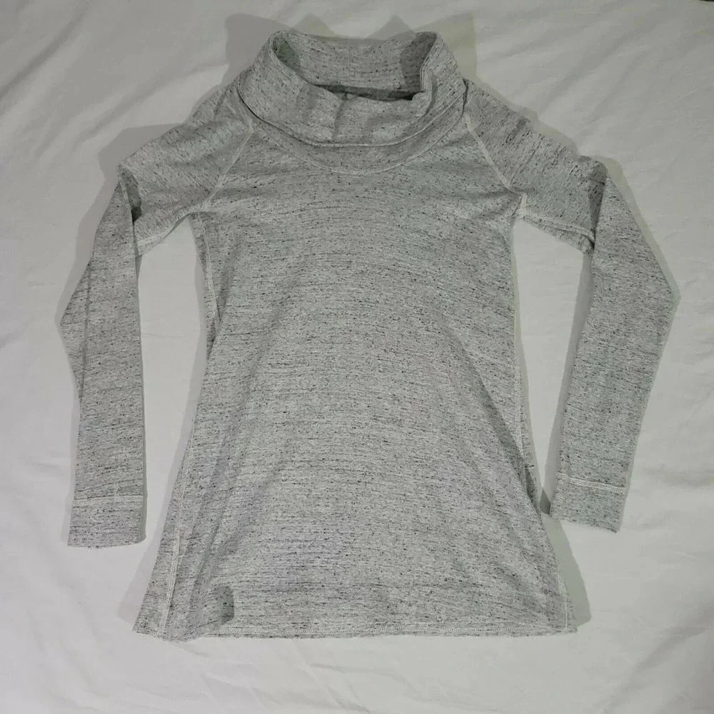 Three Dots Women's Long Sleeve Activewear High Neck Shirt Grey Gray Size Small